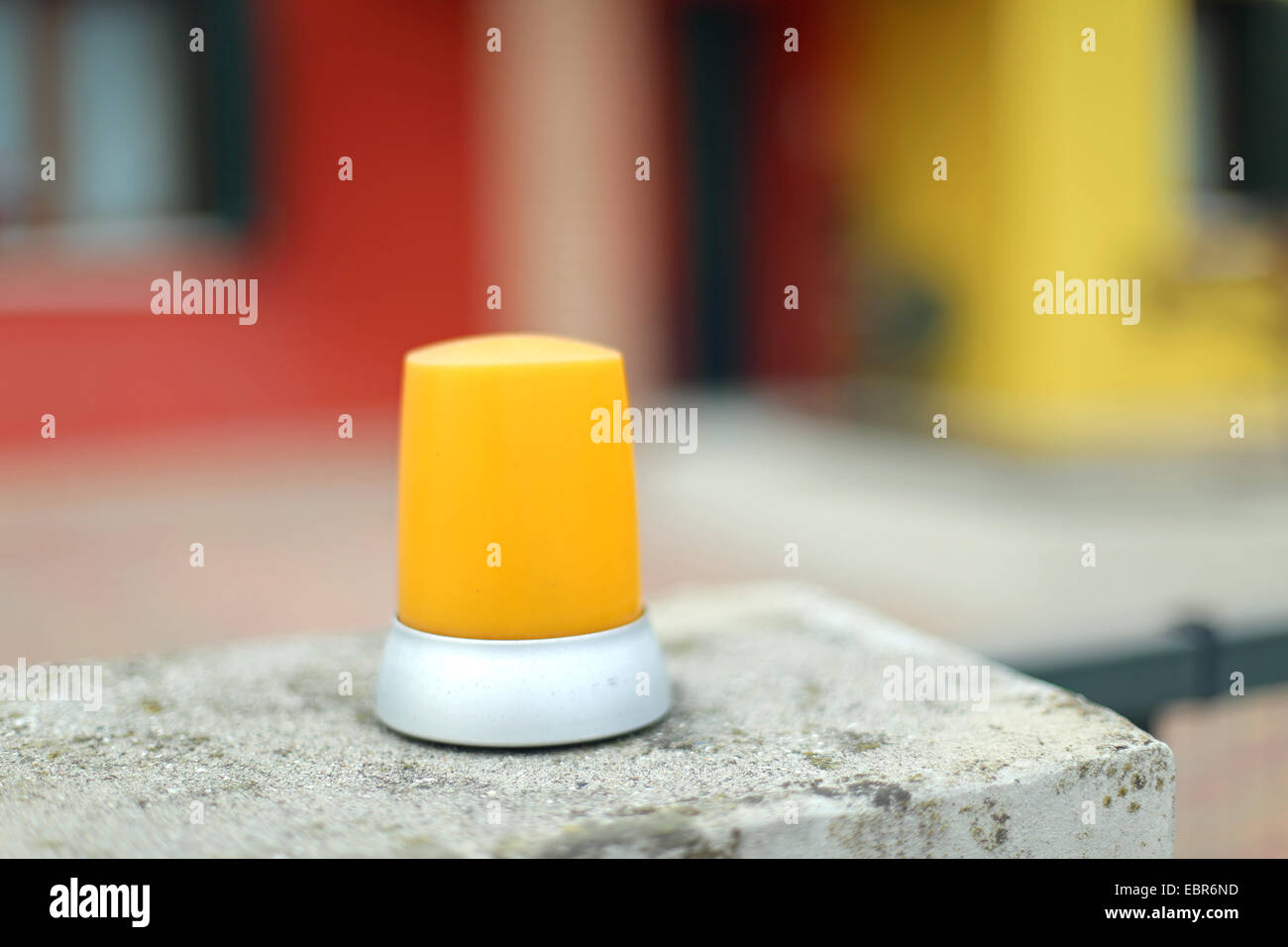 yellow light siren of electric gate of a house in the city Stock Photo