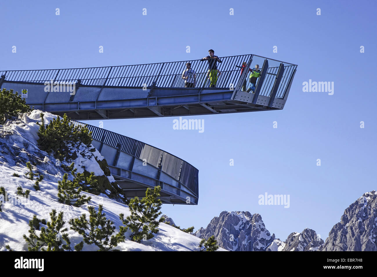 AlpspiX viewing platform on the Alpspitze, Germany, Bavaria, Oberbayern, Upper Bavaria, Garmisch-Partenkirchen Stock Photo