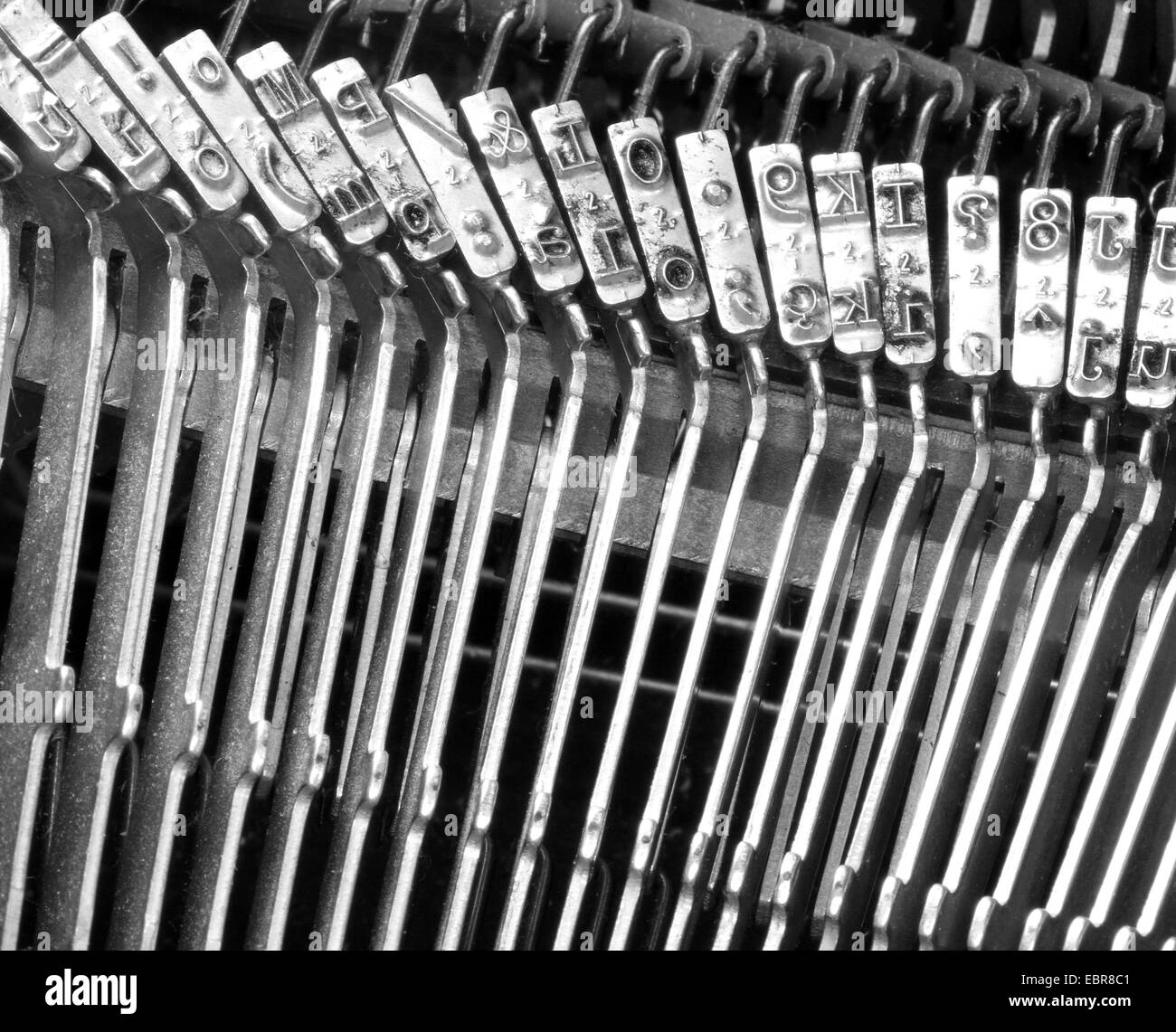 steel hammers for writing with an ancient manual typewriter Stock Photo