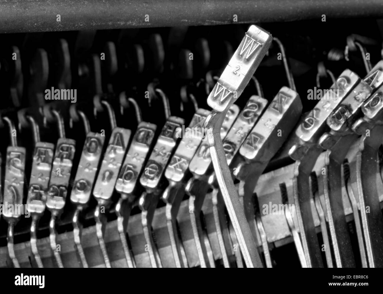 W hammers for writing with an ancient manual typewriter Stock Photo