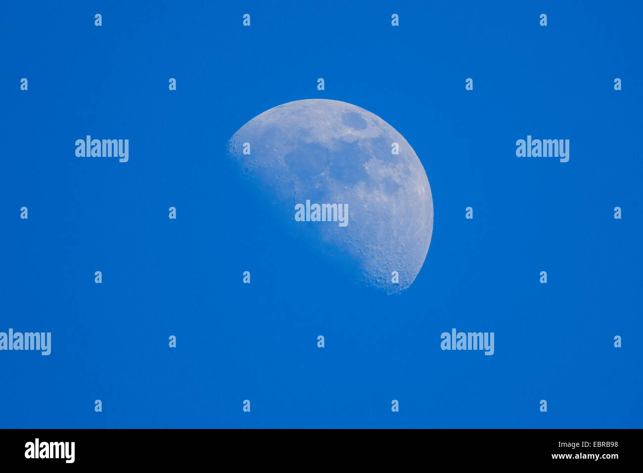 blue sky and waxing moon, Germany, Bavaria Stock Photo