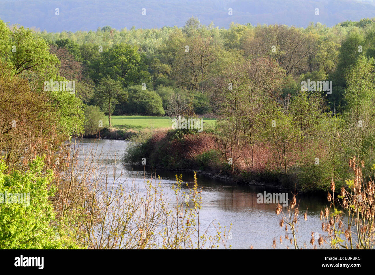 Ruhr valley and Heising Ruhr river flood plains, Germany Stock Photo
