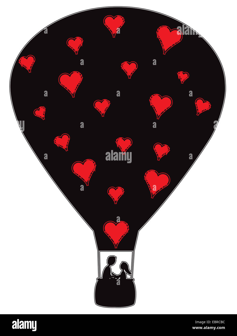 A red heart hot air balloon design isolated on a white background Stock ...