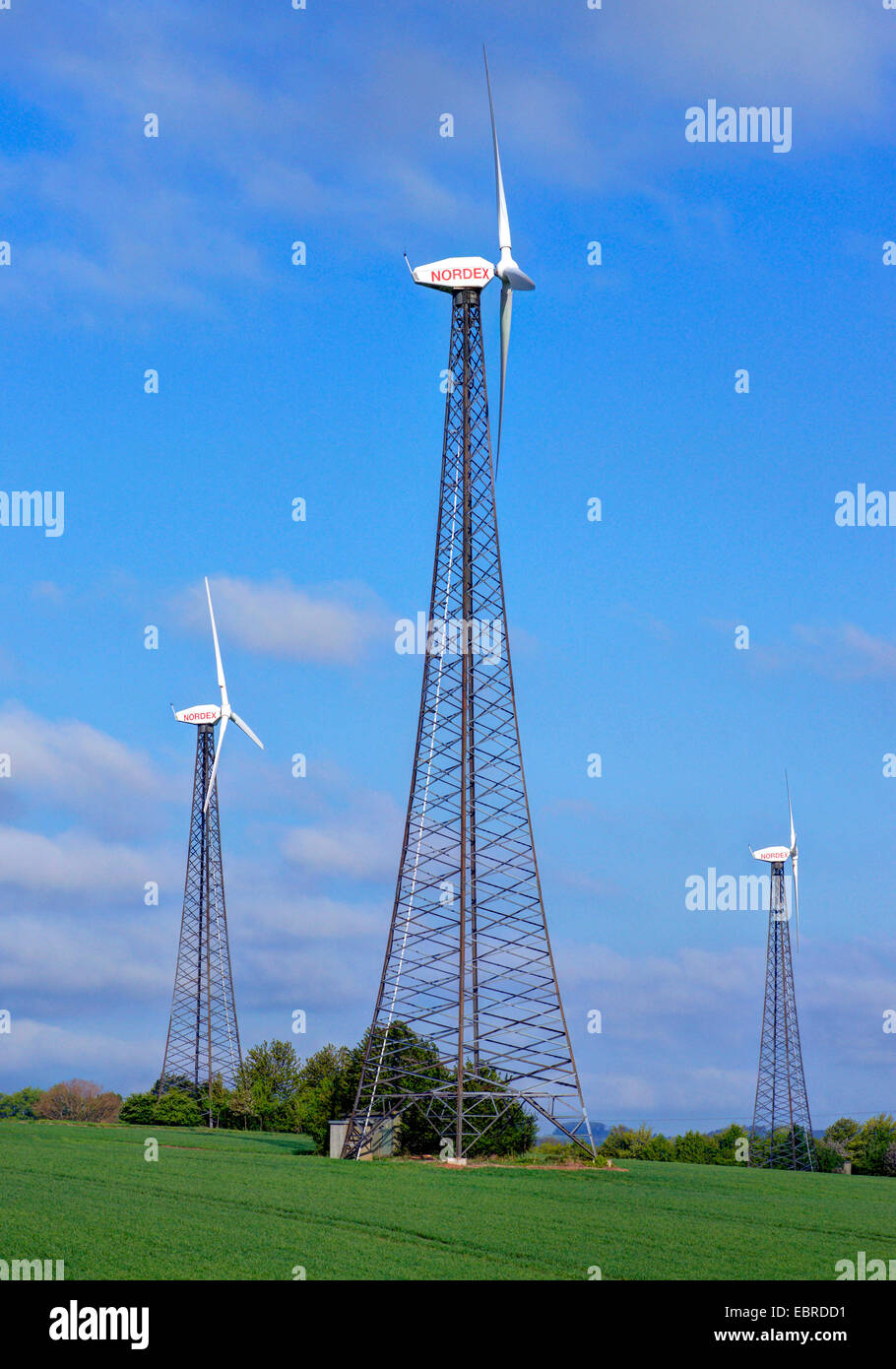 windmills in a  corn field in Hesse, Germany, Hesse Stock Photo