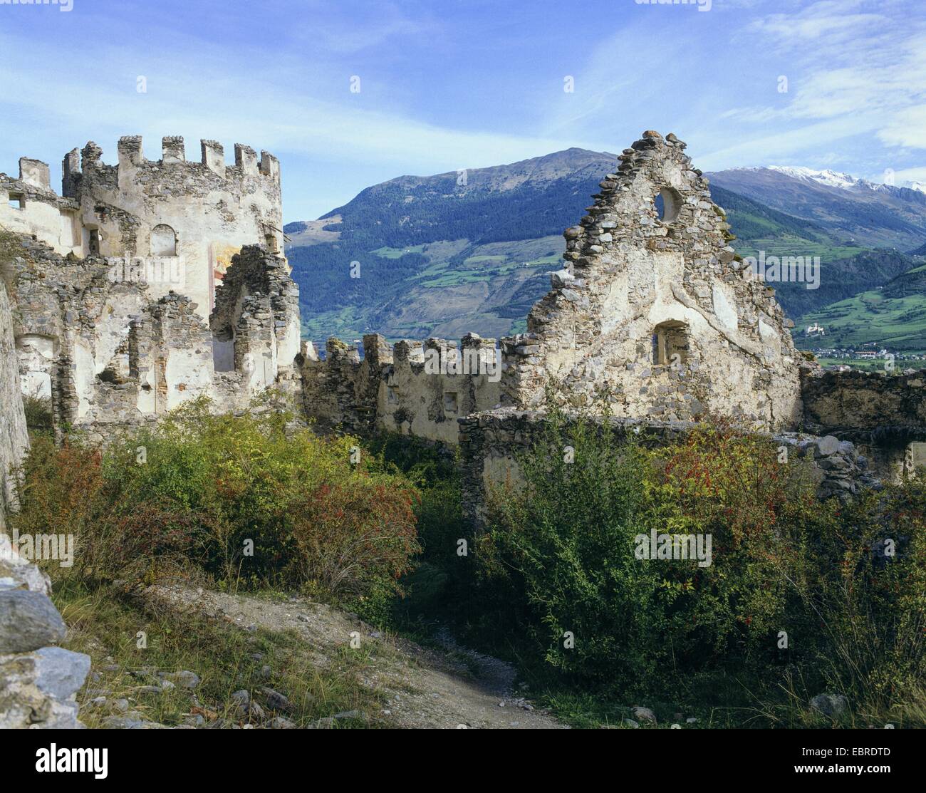 castle ruin Lichtenberg at the Vinschgau, Italy, South Tyrol, Vinschgau Stock Photo