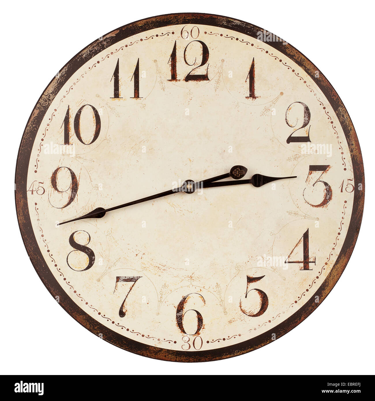 Old antique wall clock isolated on white Stock Photo