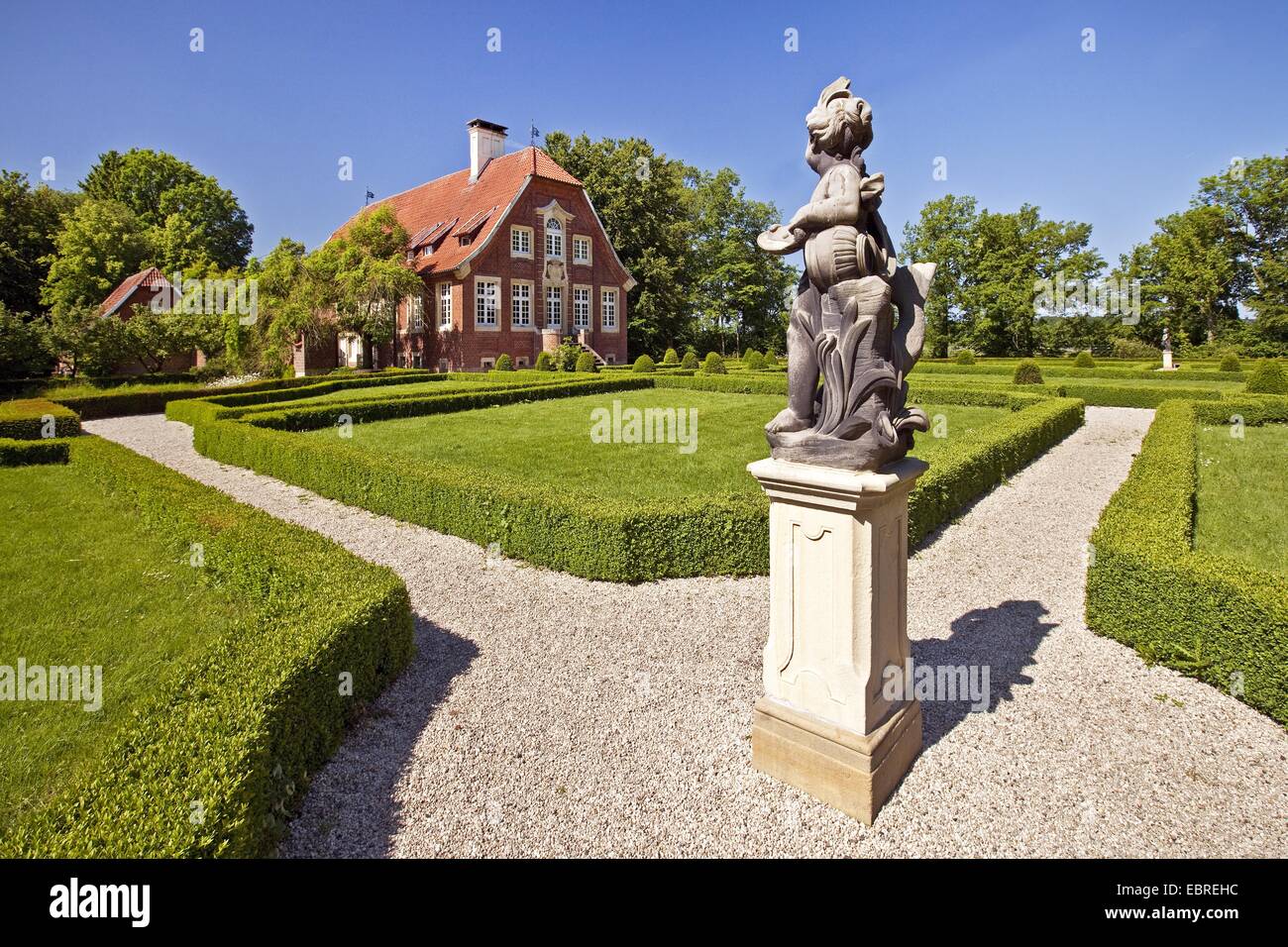 garden of Haus Rueschhaus in Munster, Europe, Germany, North Rhine-Westphalia, Muensterland Stock Photo