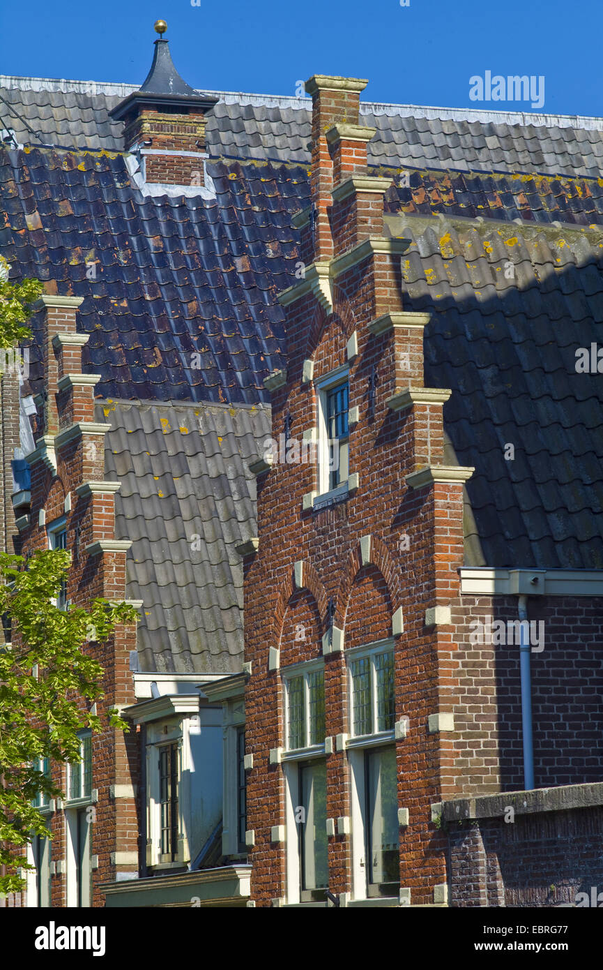 old stepped gable houses , Netherlands, Noord Holland, Edam Stock Photo