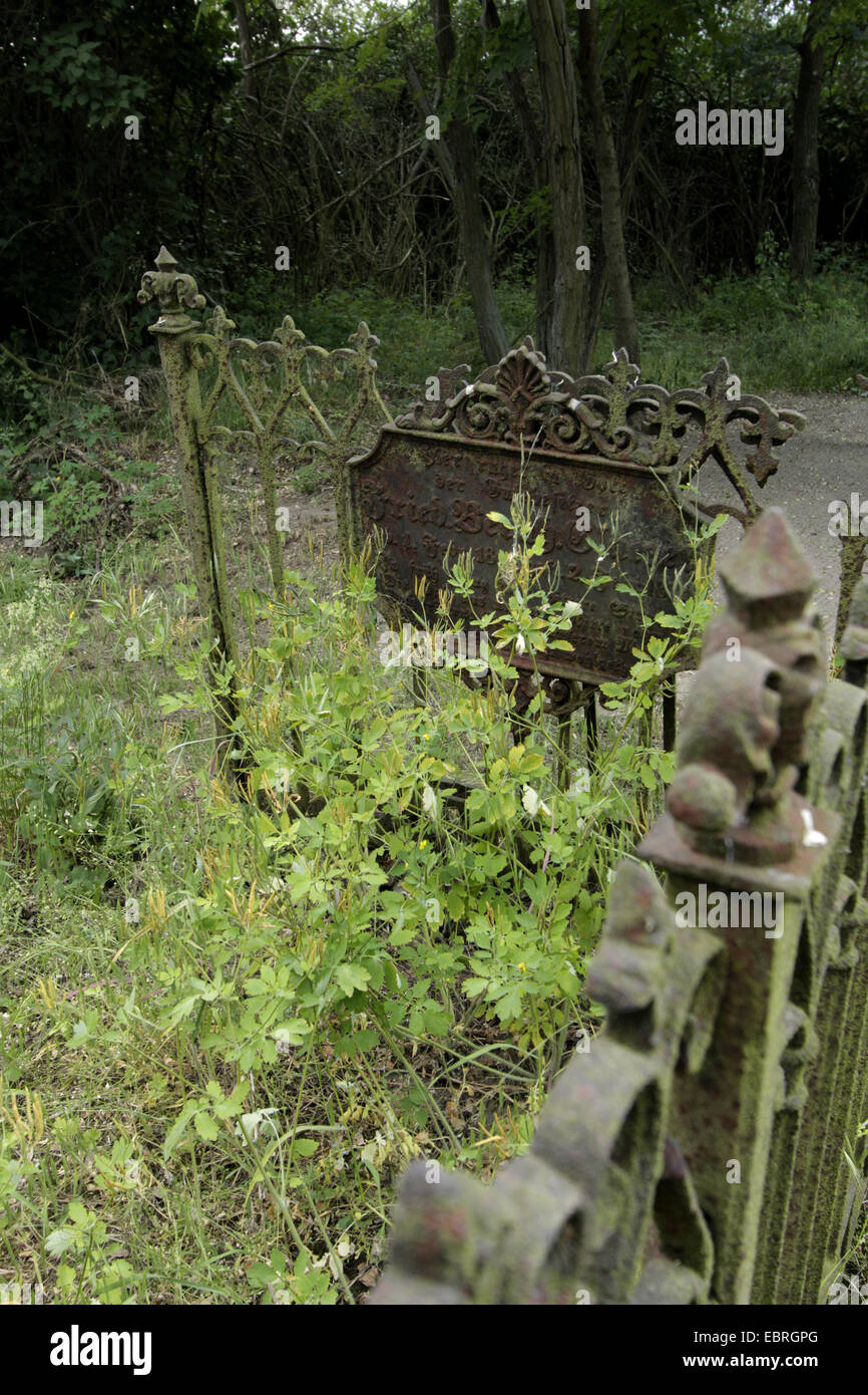 untended, old grave on graveyeard in Altlewin, Germany, Brandenburg