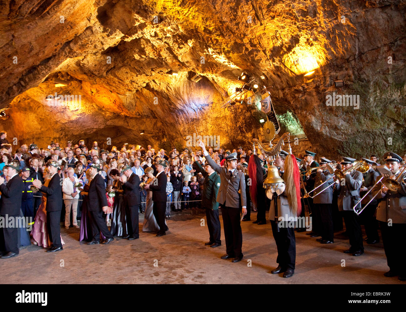 fair featuring shooting matches in the Balve Cave, Germany, North Rhine-Westphalia, Sauerland, Balve Stock Photo