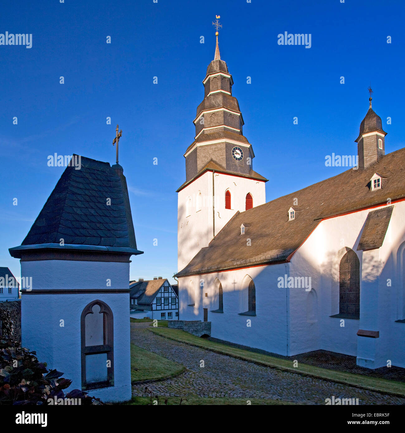 Sankt Johannes Evangelist Church in Eversberg, Germany, North Rhine-Westphalia, Sauerland, Meschede Stock Photo