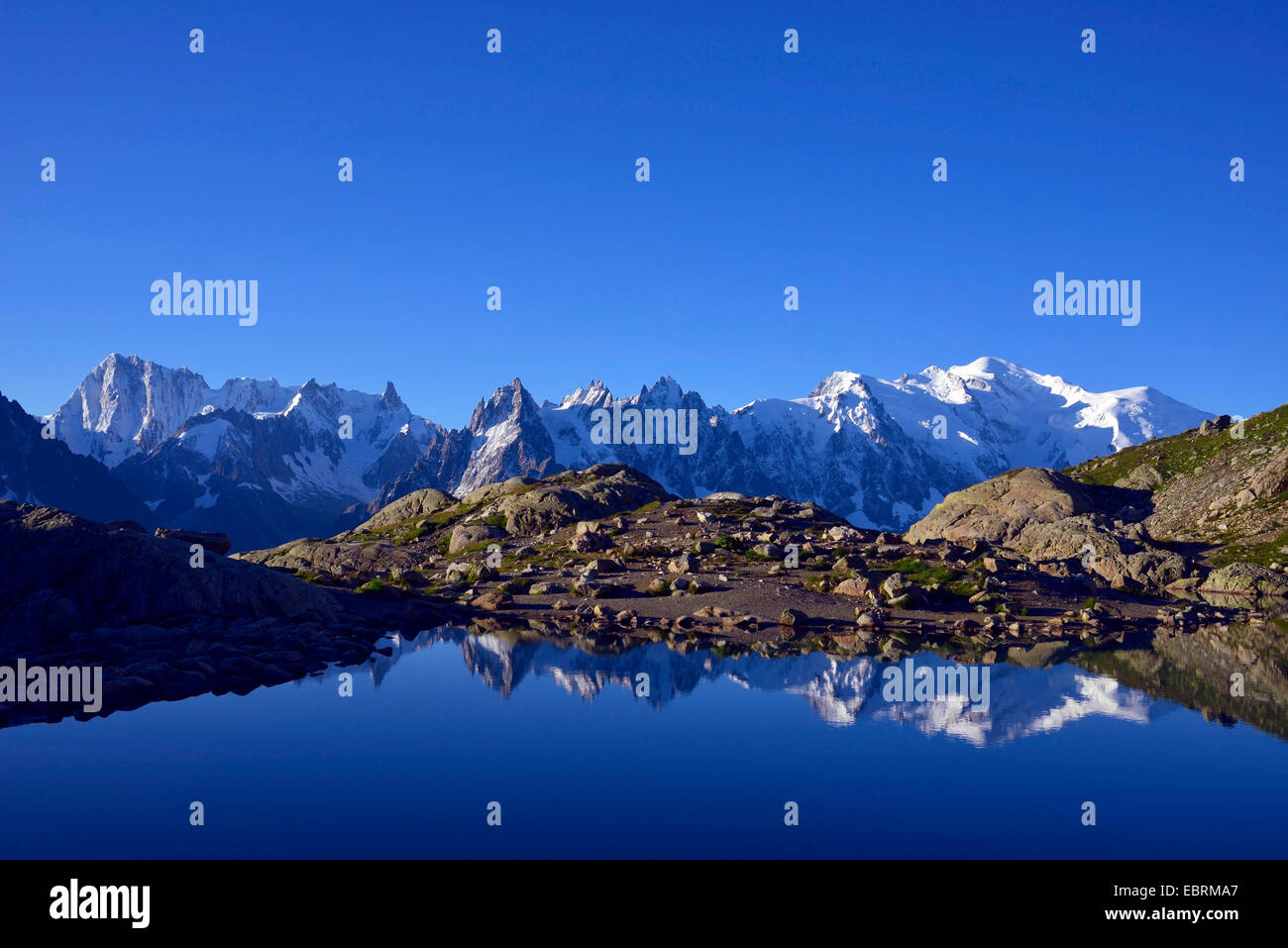 Lake Blanc, Mont Blanc massif, France, Haute-Savoie, Chamonix Stock Photo