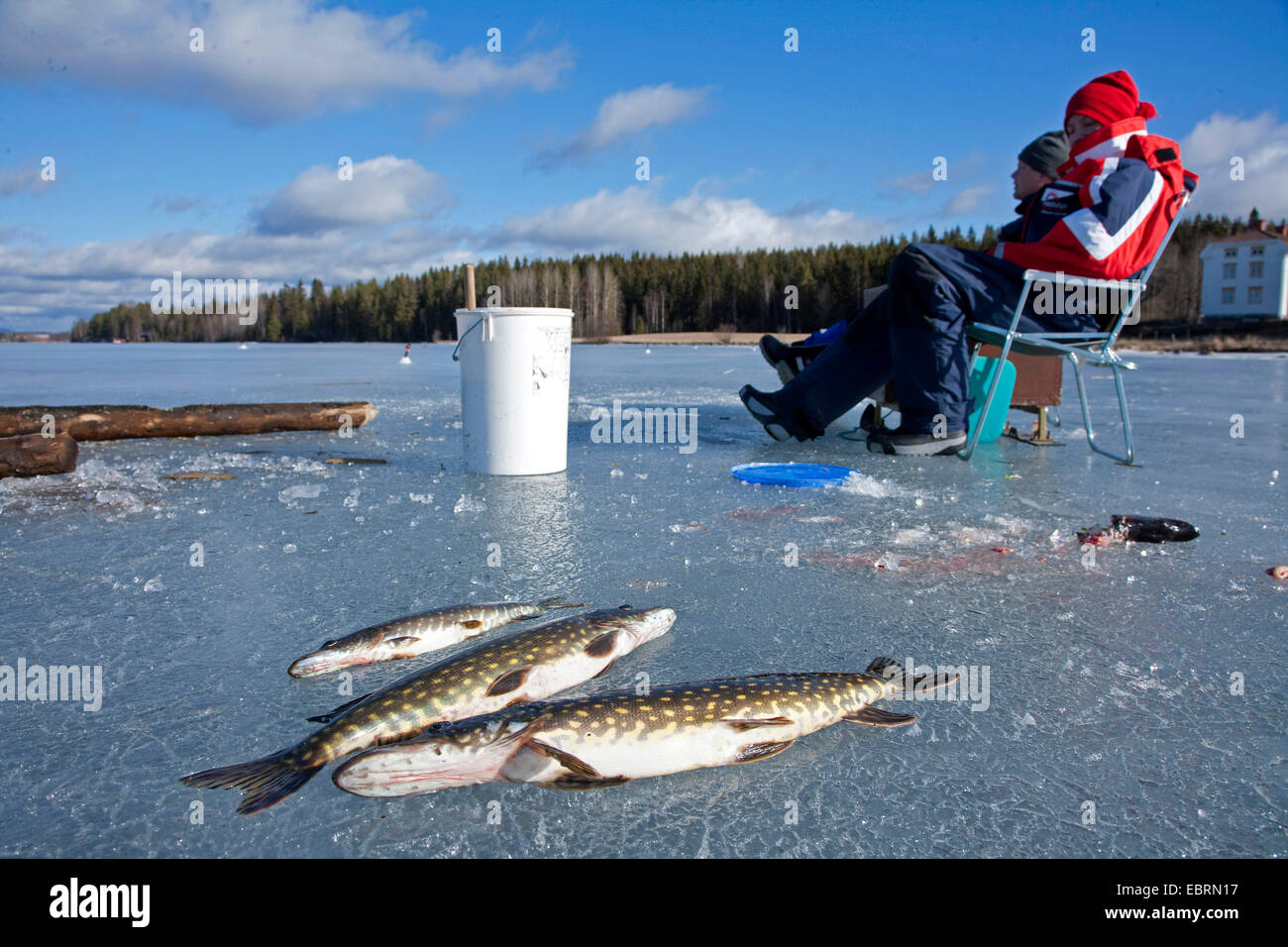 Ice fishing frozen lake europe hi-res stock photography and images