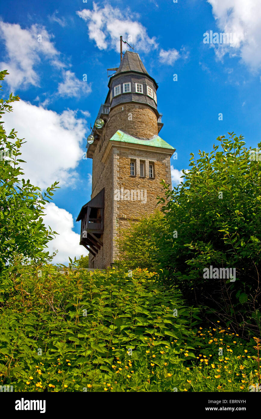 Danz Tower on top of Froendenberg at the Isenlohe forest, Germany, North Rhine-Westphalia, Sauerland, Iserlohn Stock Photo