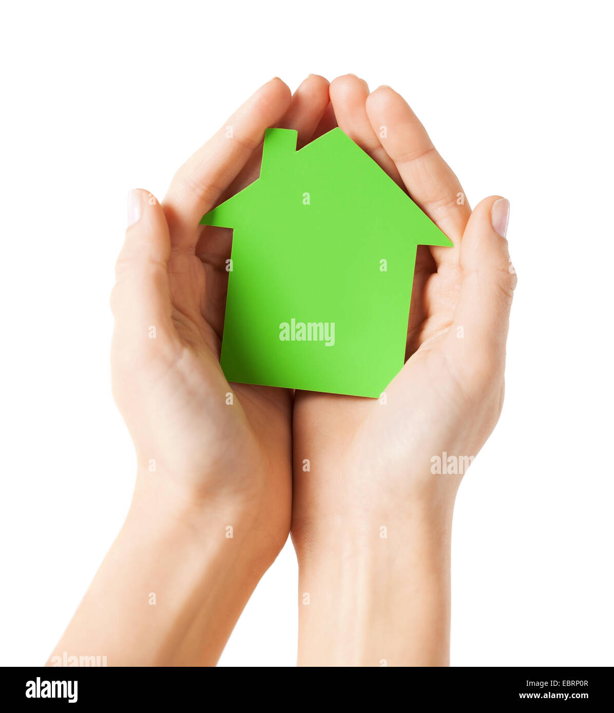 hands holding green paper house Stock Photo - Alamy