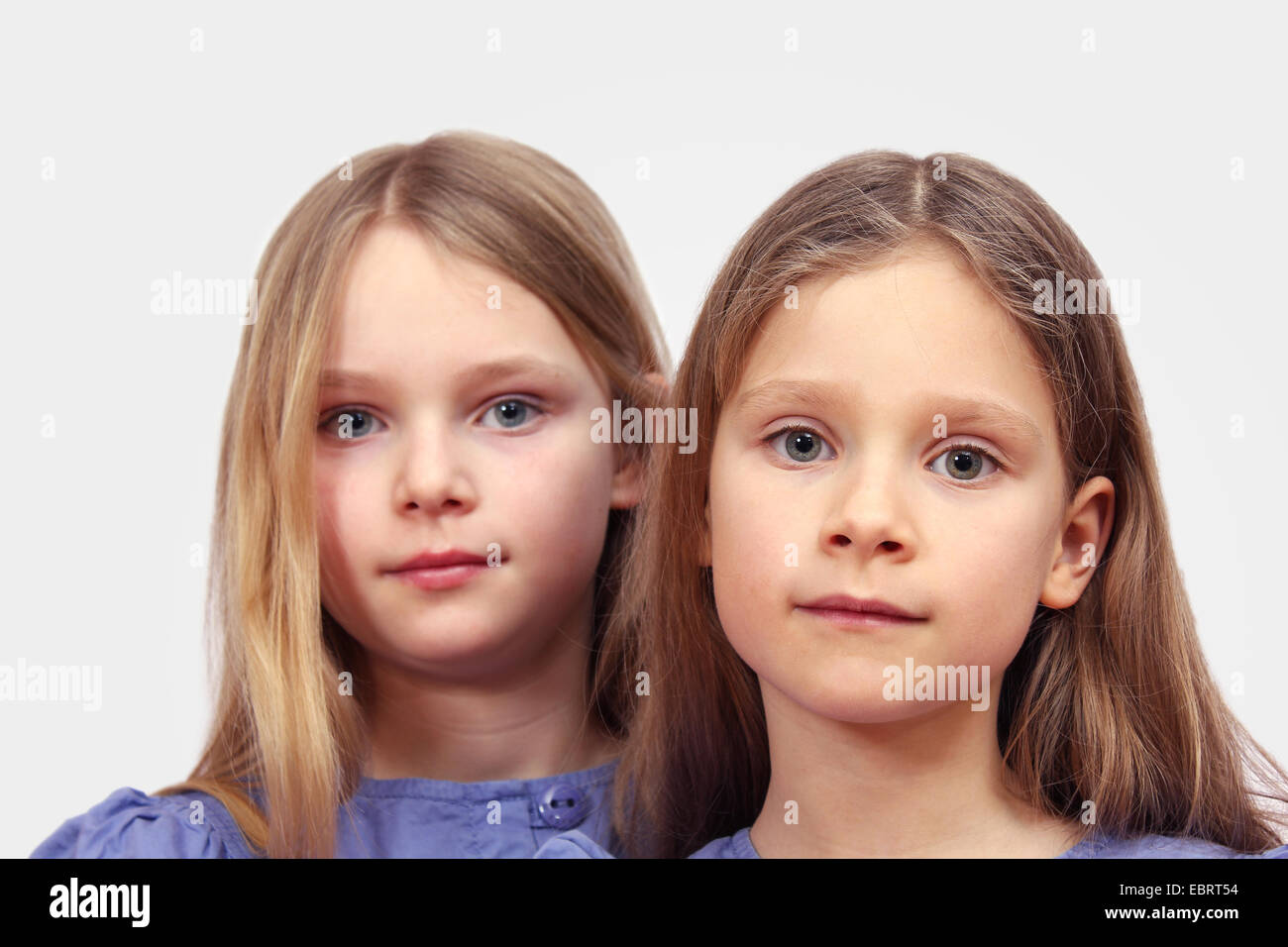 Two girls with long blond hair Stock Photo