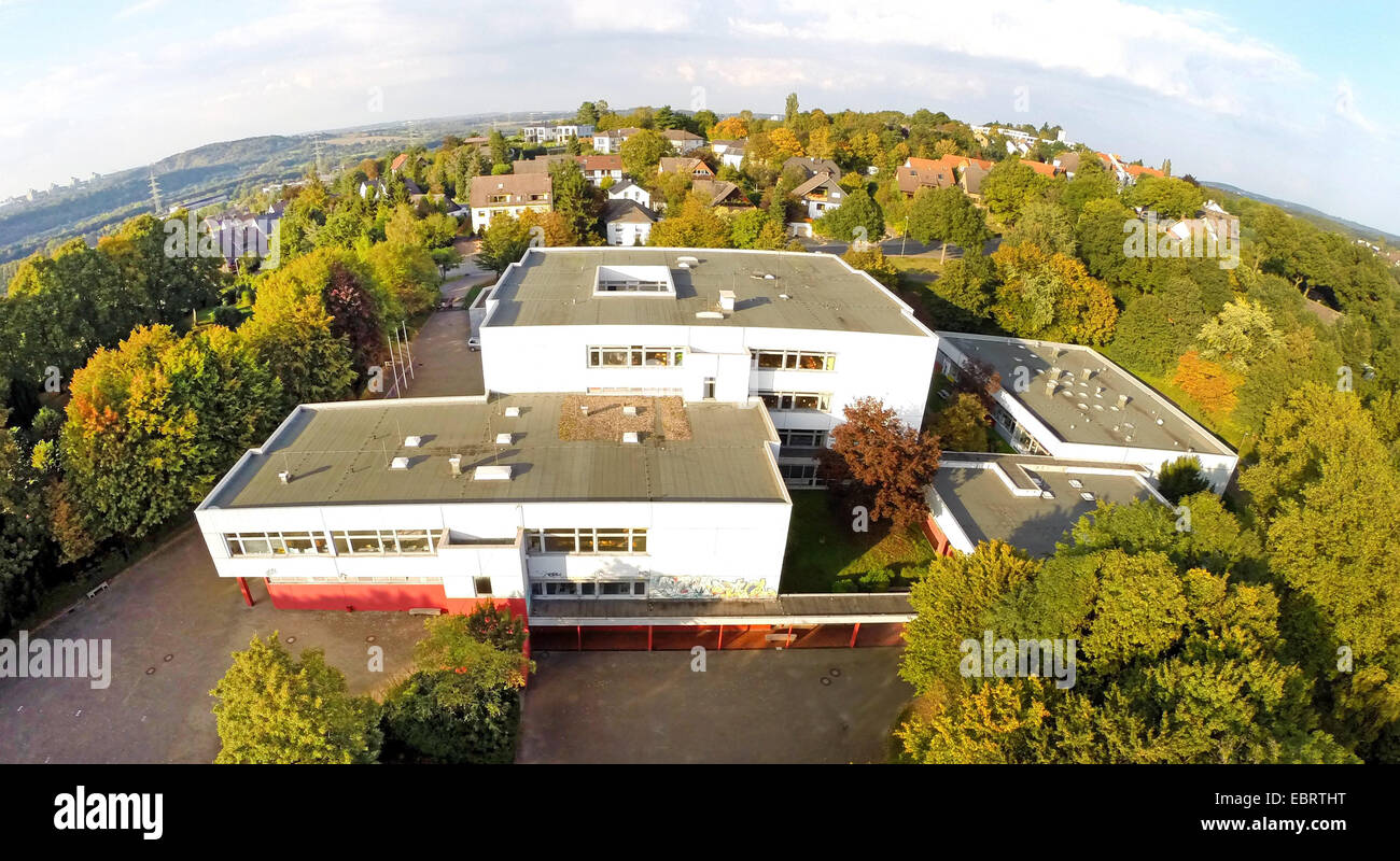 aerial view to Hardenstein comprehensive school, Germany, North Rhine-Westphalia, Ruhr Area, Witten Stock Photo