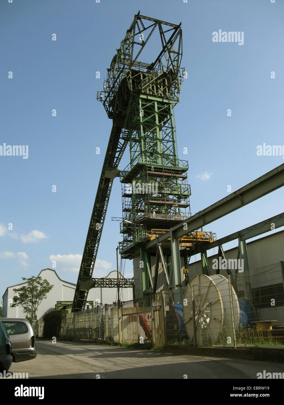 headgear of shutdown coal mine Carolinenglueck, Germany, North Rhine-Westphalia, Ruhr Area, Bochum Stock Photo
