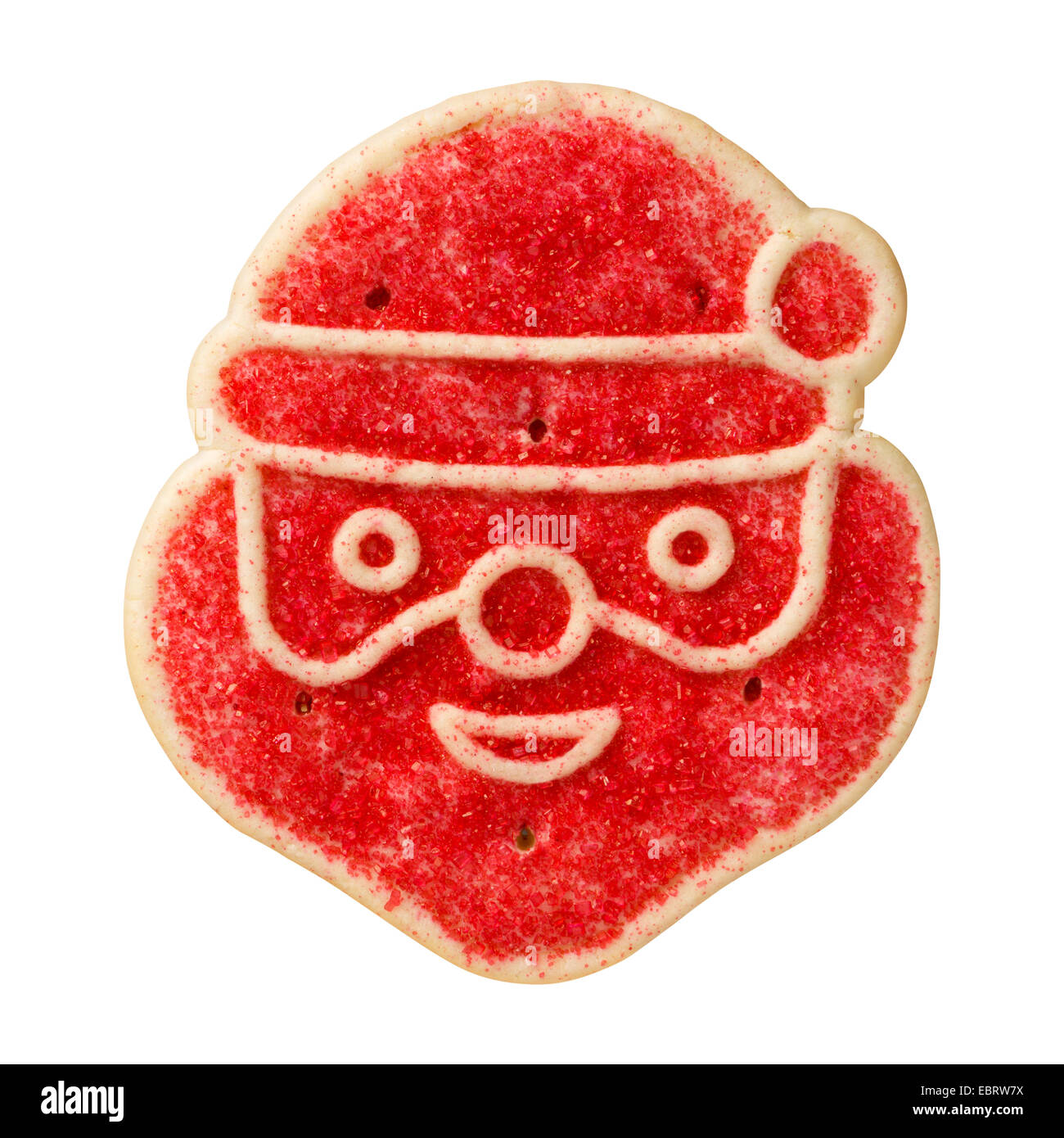 Santa Sugar Cookie with sprinkles. Stock Photo