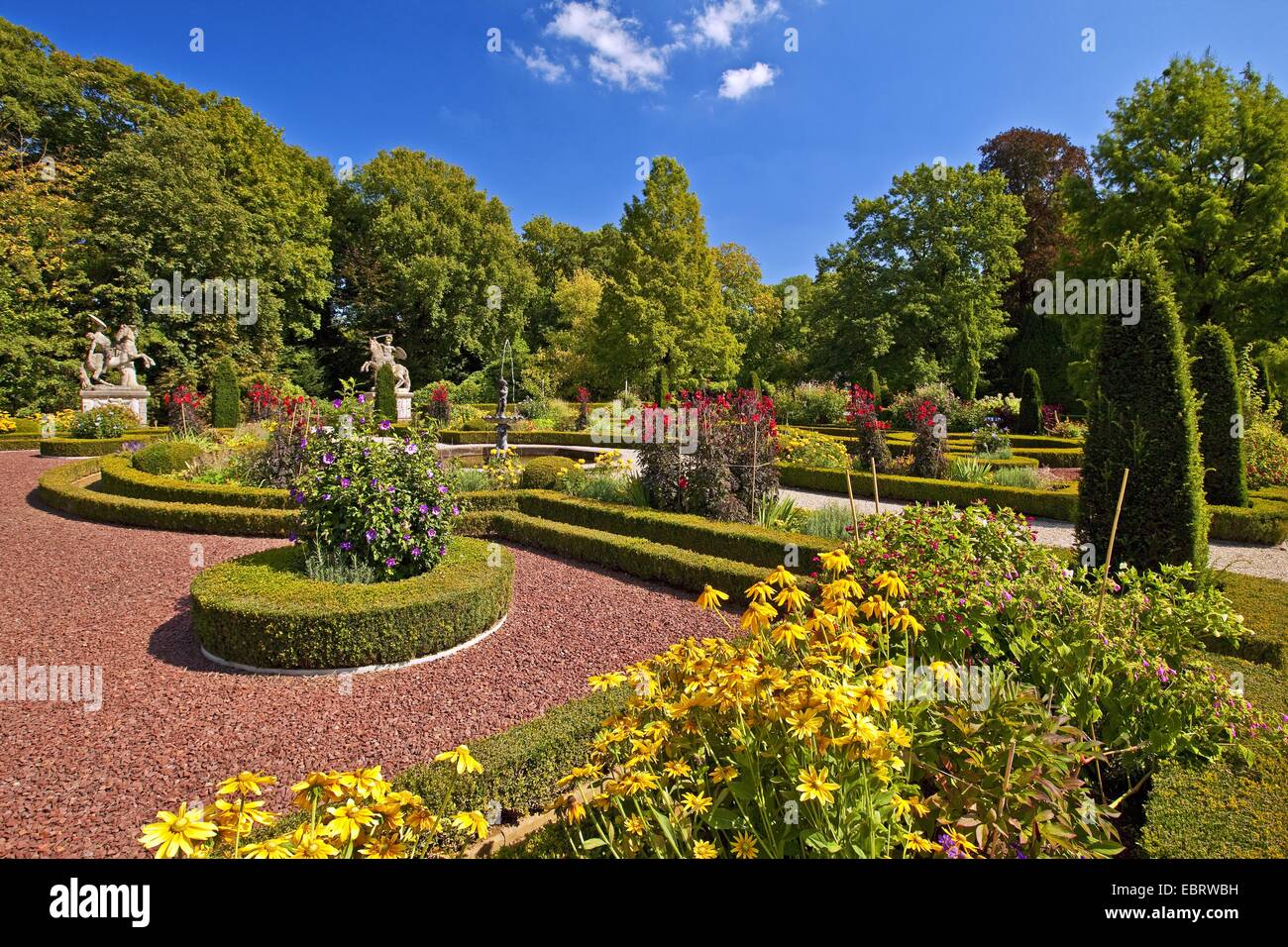 French formal garden of castle Anholt, Germany, North Rhine-Westphalia, Muensterland, Isselburg-Anholt Stock Photo