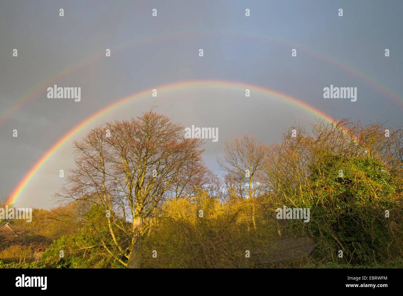 double rainbow, Germany Stock Photo