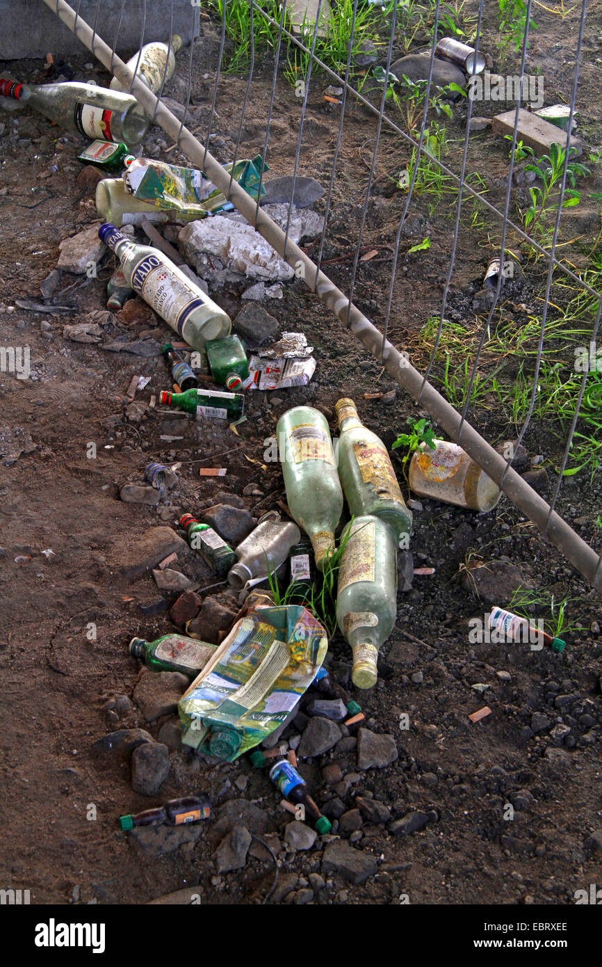 trashed glass bottles, Germany Stock Photo