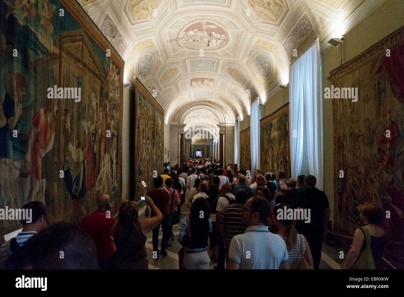 Vatican City: Crowds of visitors at the Vatican Museums. Photo from 4th September 2014. Stock Photo