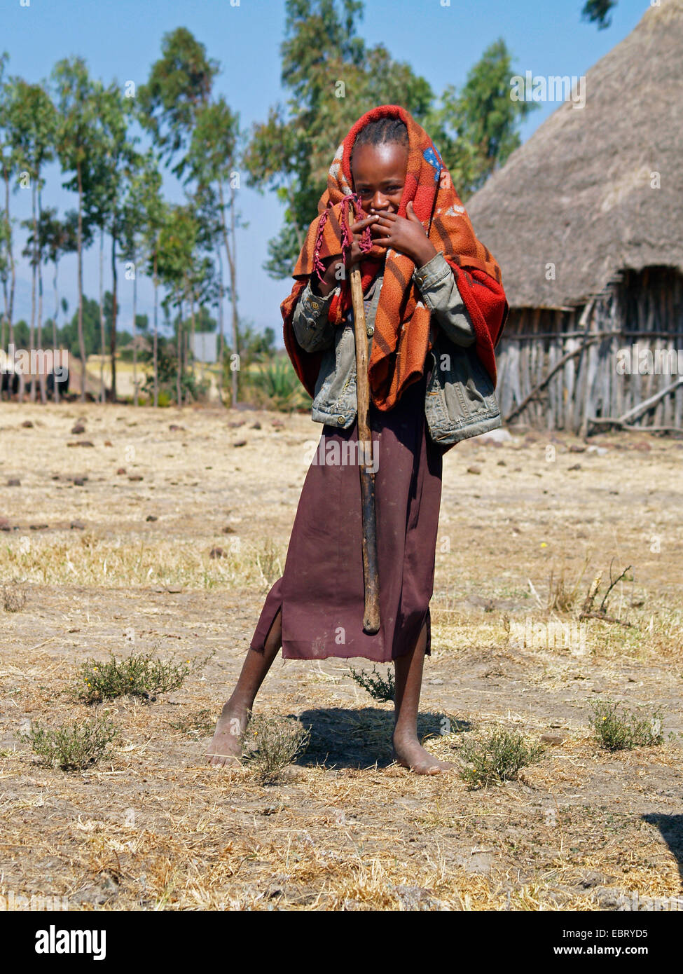 girl with blanket around the head in Uganda, Uganda Stock Photo Alamy