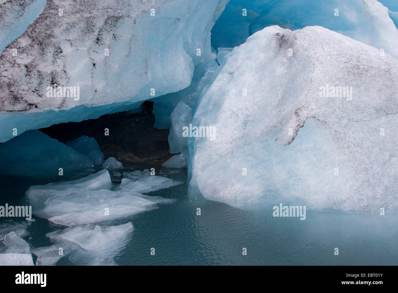 Nigardsbreen glacier with melt water, Norway, Jostedalsbreen National Park Stock Photo