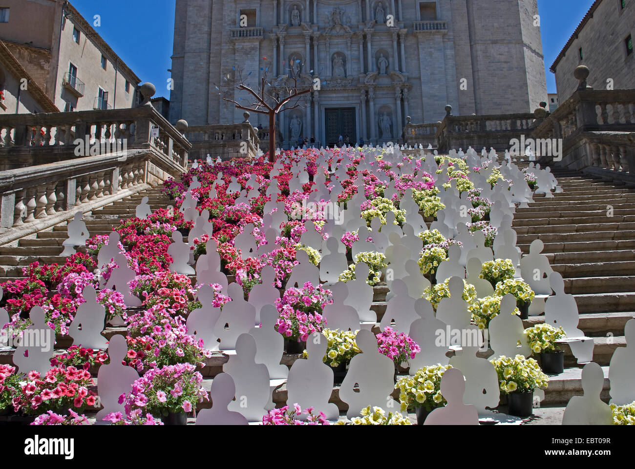 Flower Festival At Girona In Spain With Artwork And Flower Stock Photo Alamy