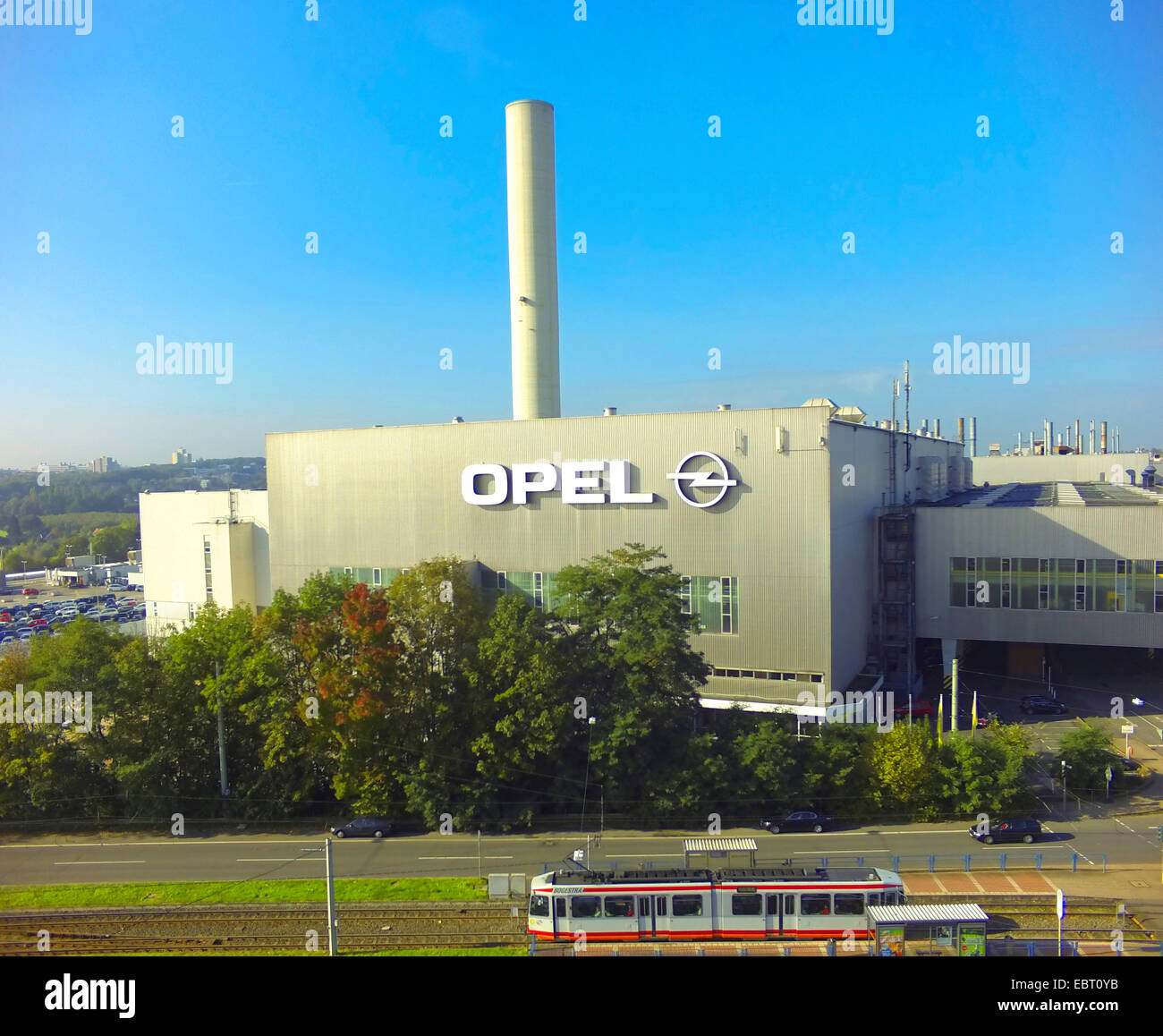 aerial view of Opel's manufacturing plant in Bochum, Germany, North Rhine-Westphalia, Ruhr Area, Bochum Stock Photo