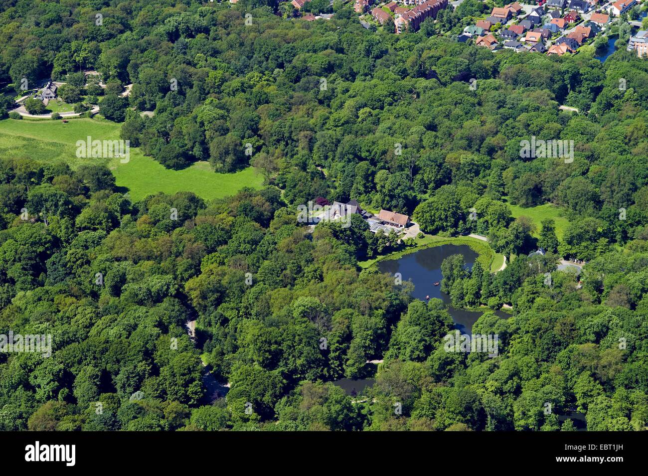 aerial view of the Buergerpark with the vivarium and the Meierei, Germany, Bremen Stock Photo