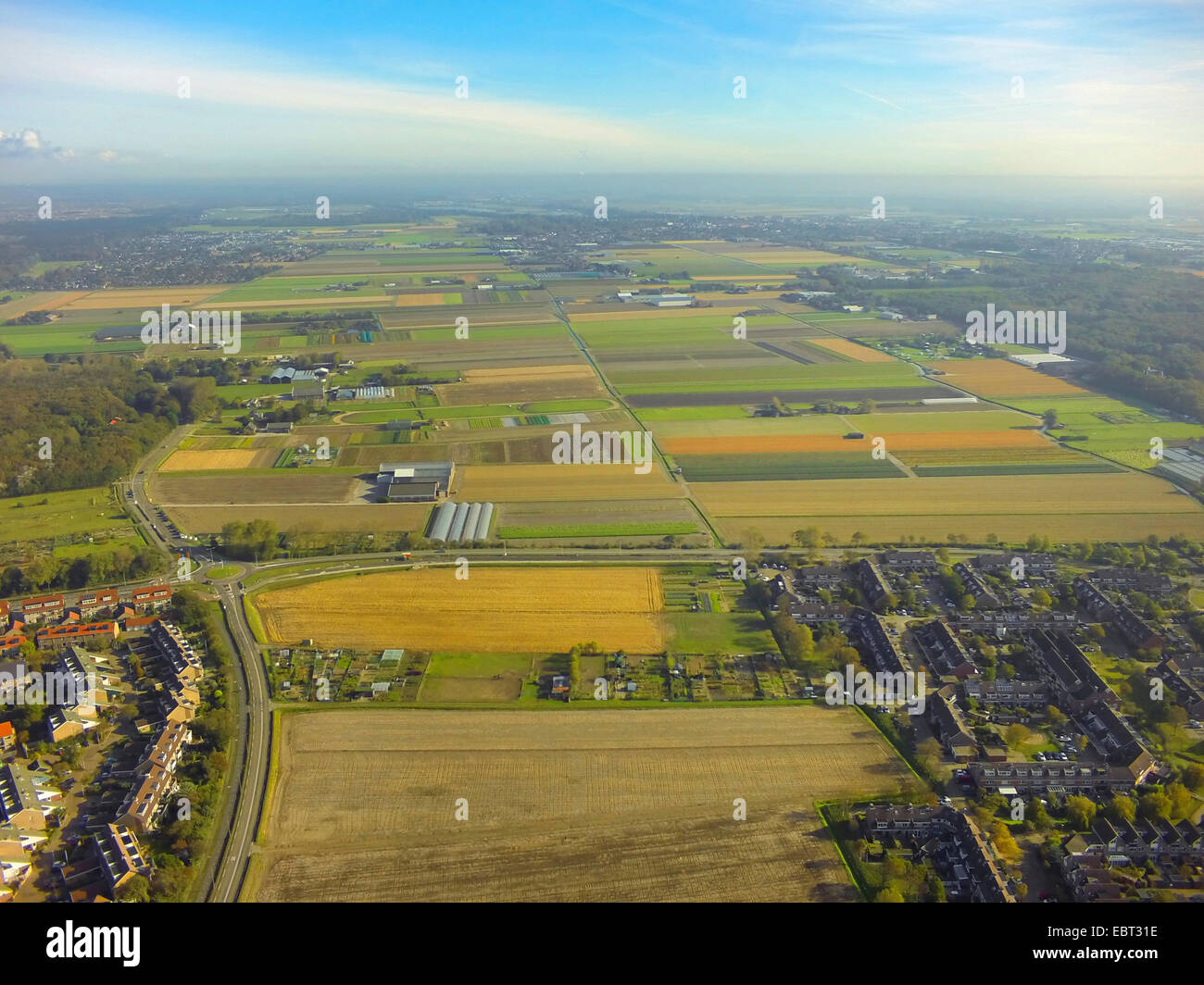 aerial view to typical Dutch cultural countryside, Netherlands, South