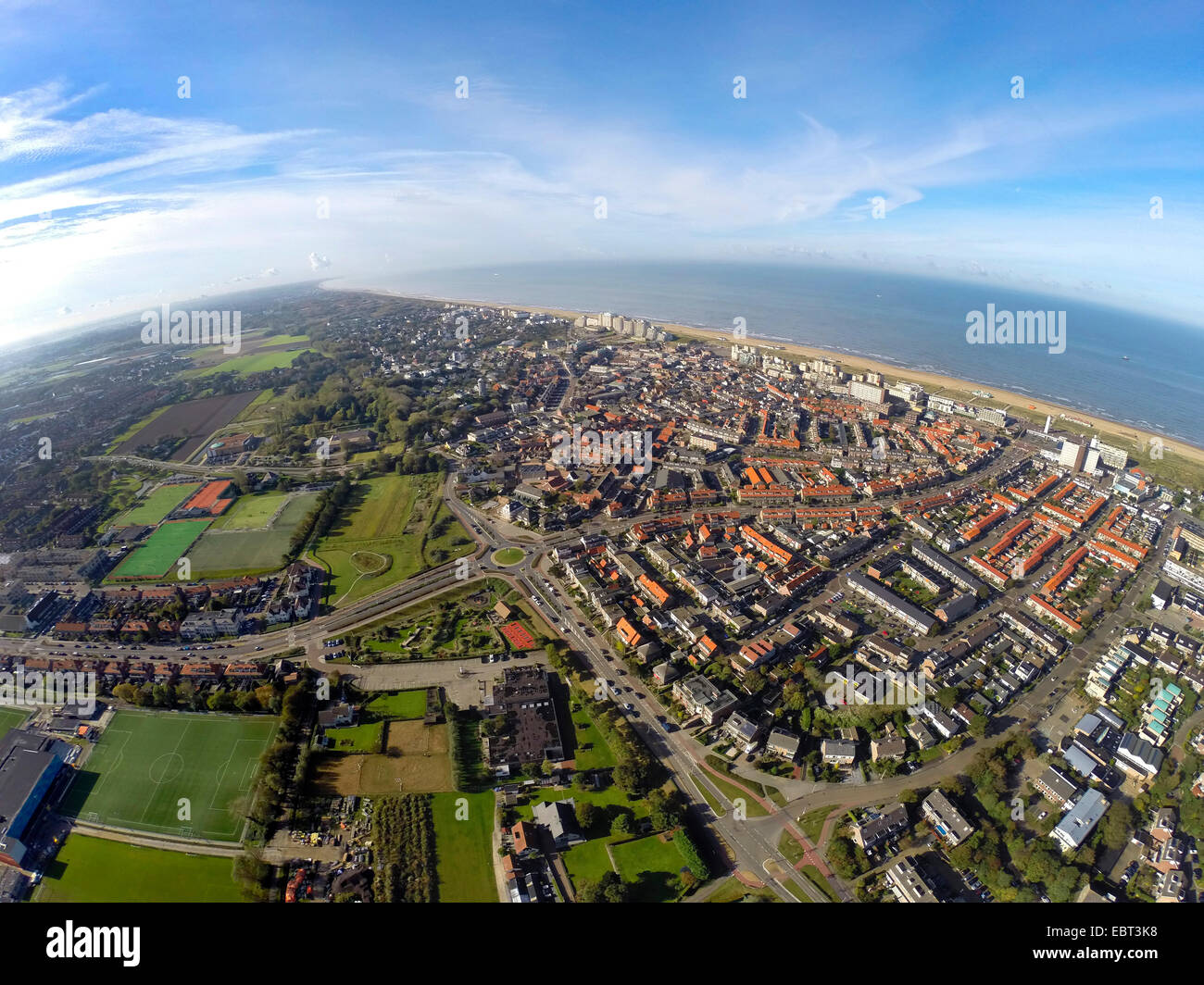 aerial view to Nordwijk seaside town at the North Sea Coast, Netherlands, South Holland, Noordwijk aan Zee Stock Photo