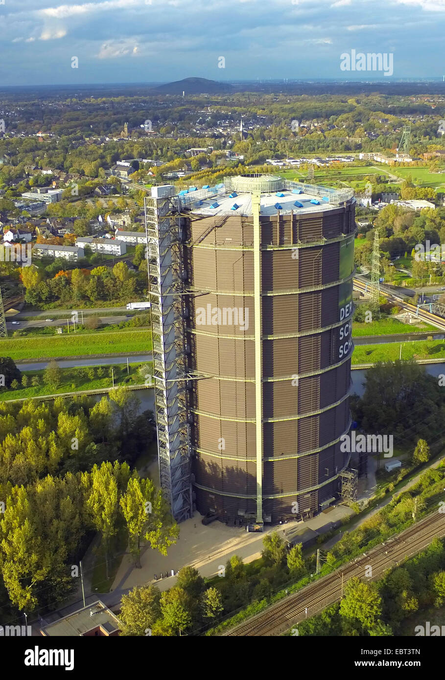 aerial view to Gasometer Oberhausen, Germany, North Rhine-Westphalia ...