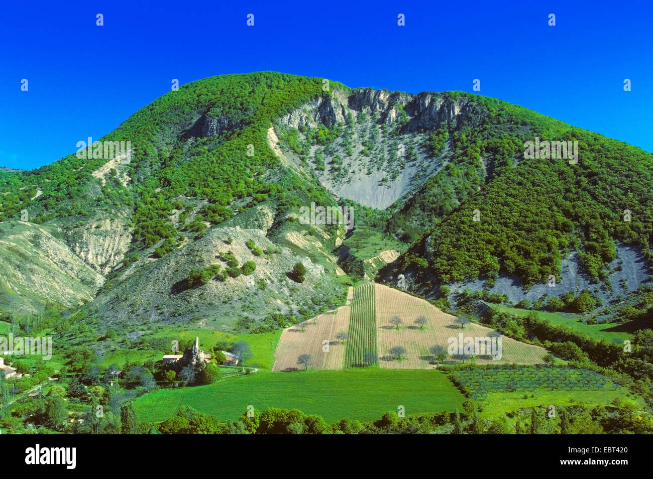 landslide at mountain slope, France, Provence, Ventoux, Montbrun Stock Photo