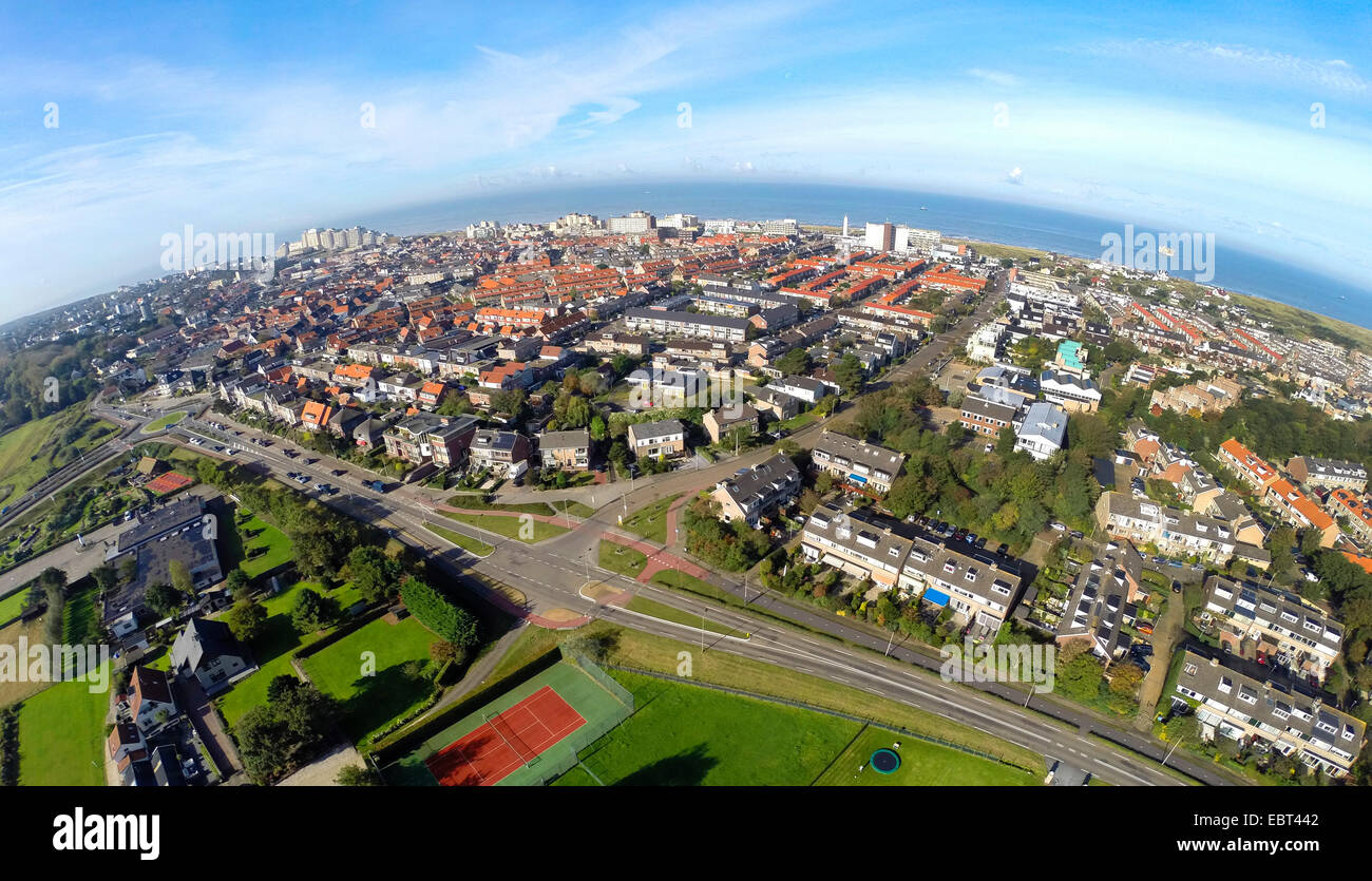 aerial view to Nordwijk seaside town at the North Sea Coast, Netherlands, South Holland, Noordwijk aan Zee Stock Photo