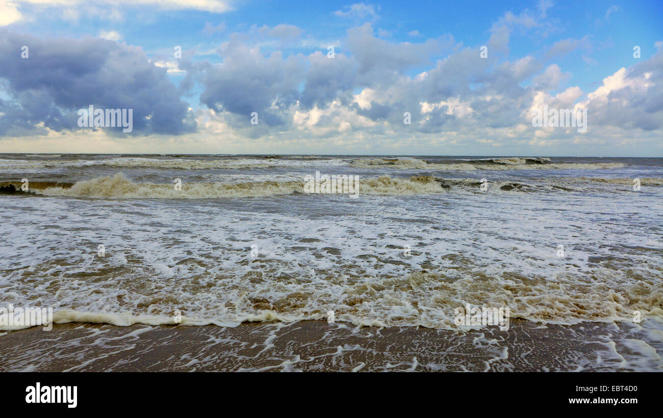 surge at the North Sea Coast, Netherlands, South Holland, Noordwijk aan Zee Stock Photo