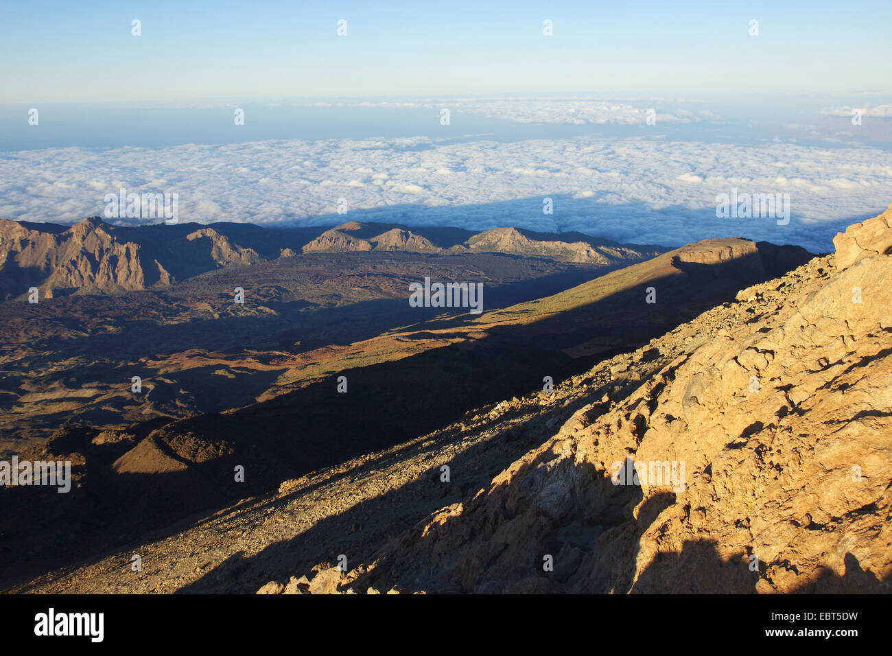 view from Teide volcano to Pico Viejo and Ca±adas Caldera, Canary Islands, Tenerife, Teide National Park Stock Photo