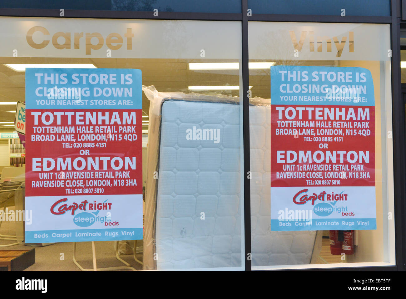 Tottenham, London, UK. 4th December 2014. Carpetright is closing the Tottenham store that was burned down