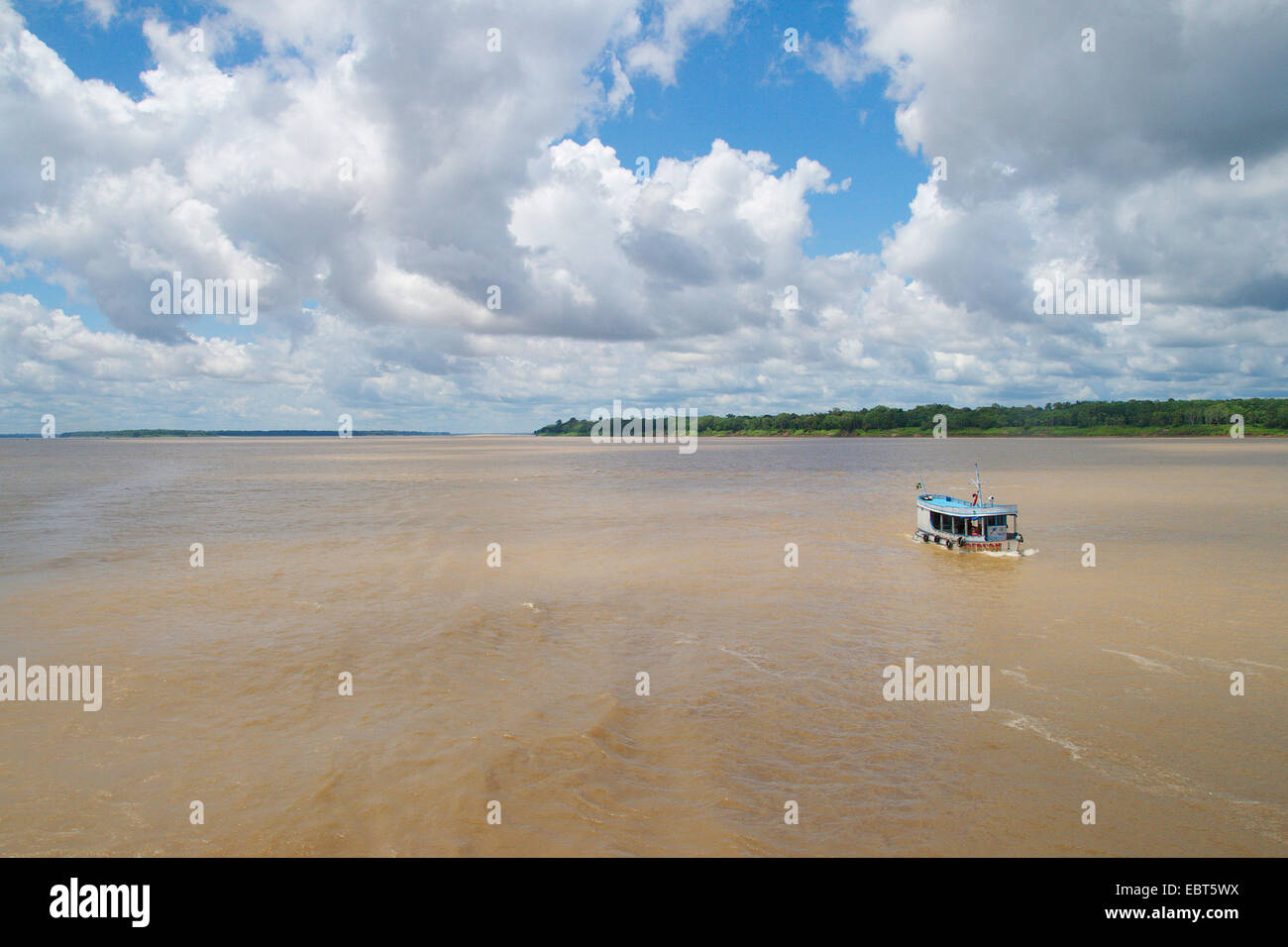 ship on Amazon River, Rio Solim§es, Brazil Stock Photo