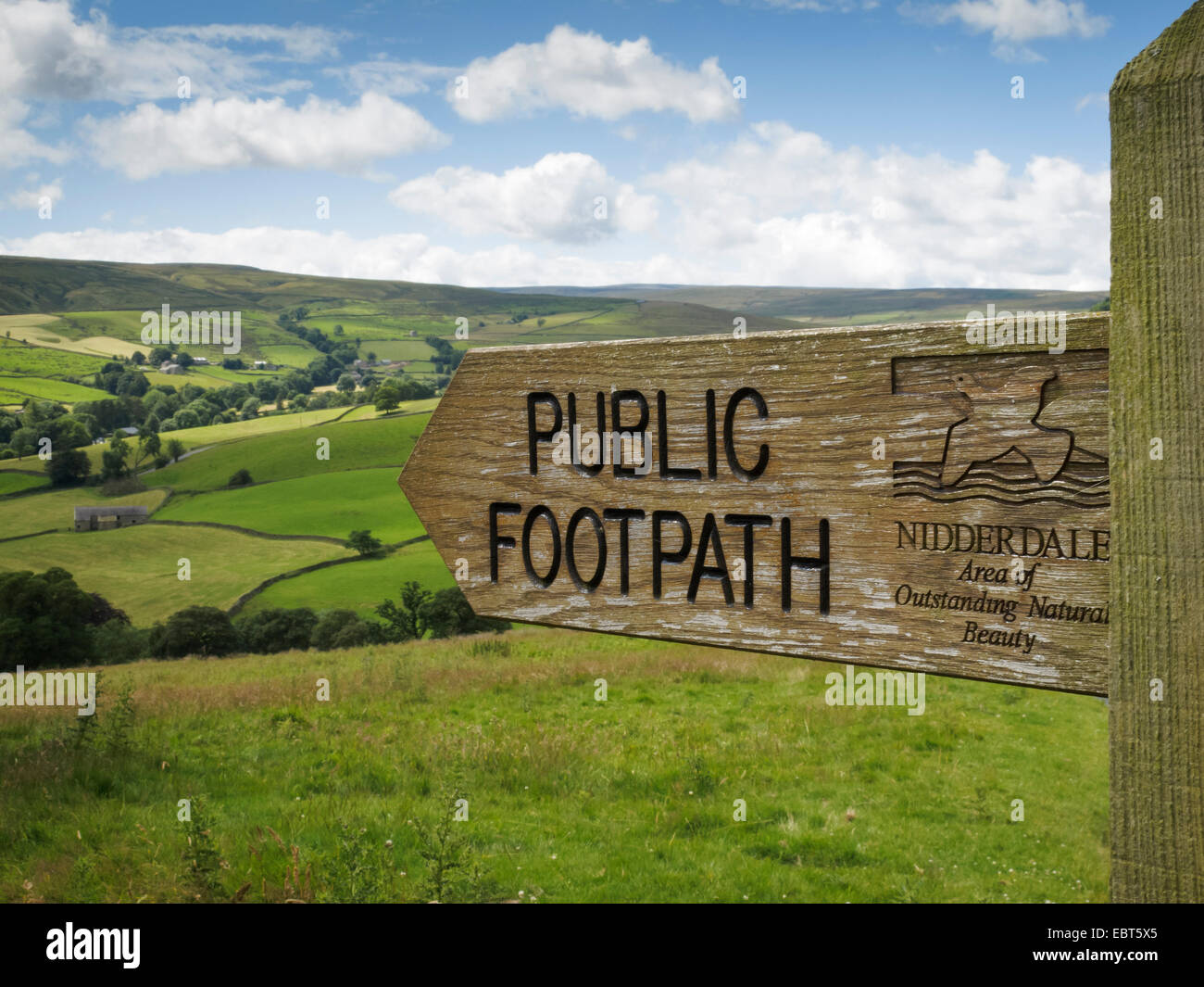 Nidderdale Footpath Sign North Yorkshire England Stock Photo