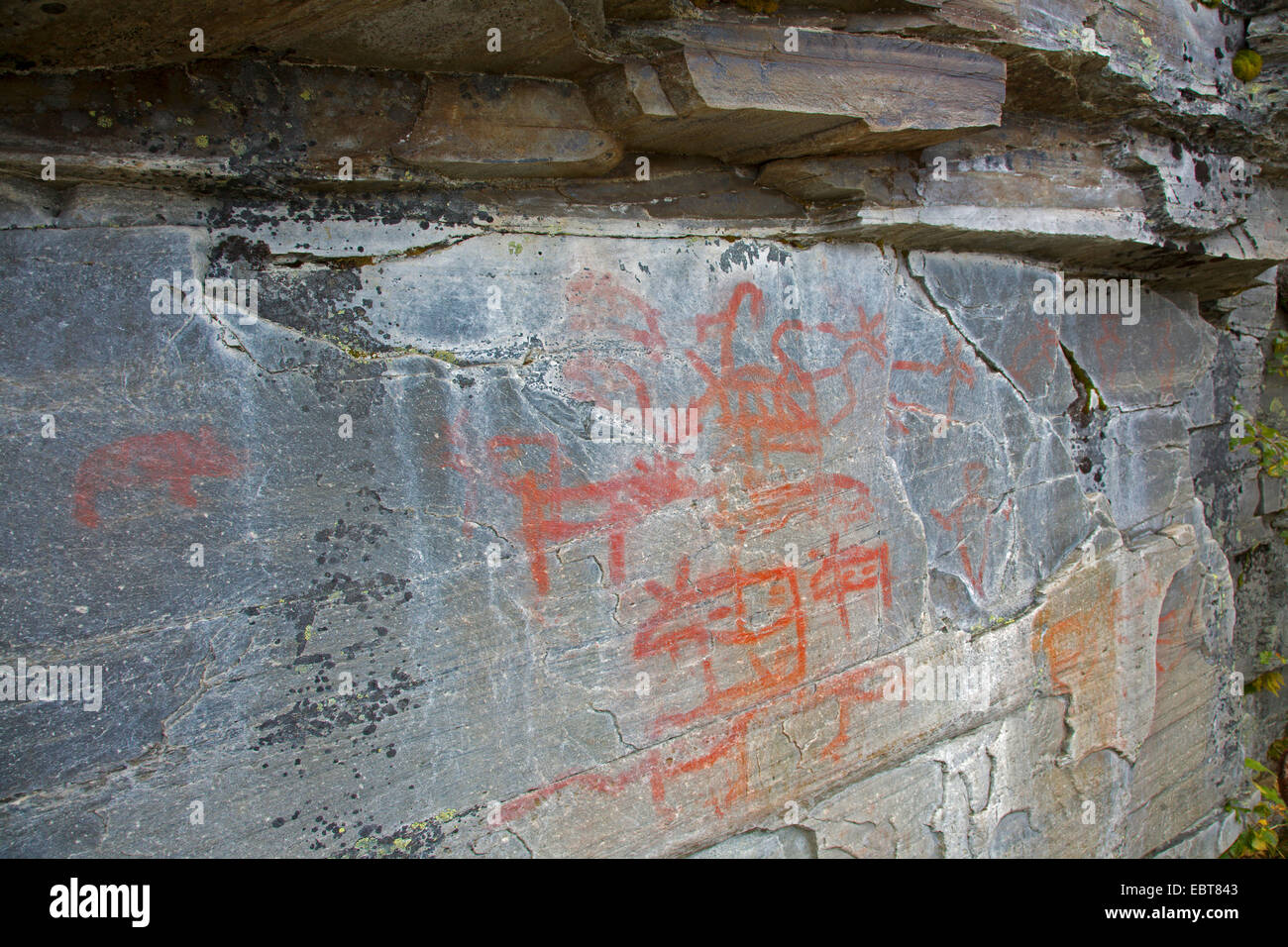 rock paintings in Messlingen, Sweden, Flatruet Stock Photo