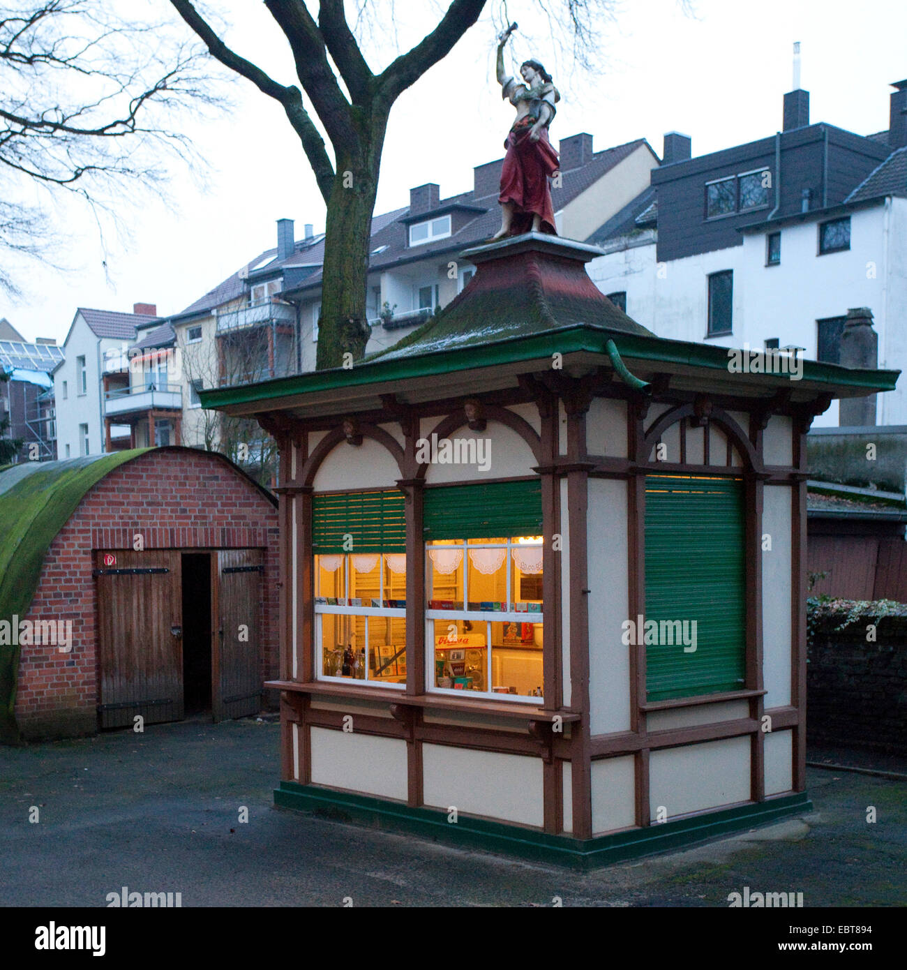 kiosk 'Bude' from 1900, local museum Wanne-Eickel, Germany, North Rhine-Westphalia, Ruhr Area, Herne Stock Photo