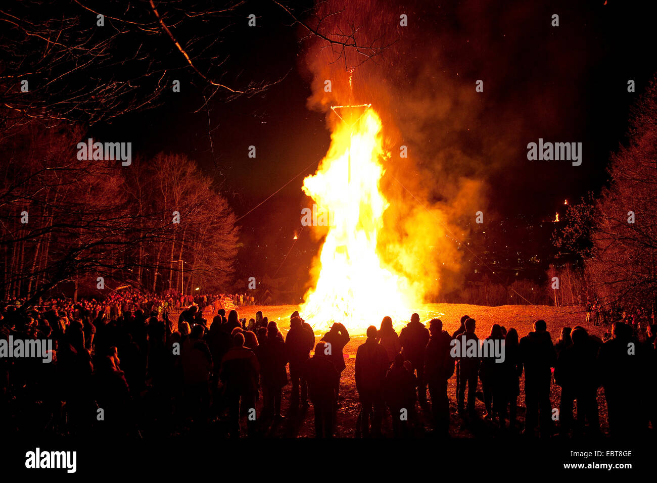 a lot of people standing around a big Easter fire, Germany, North Rhine