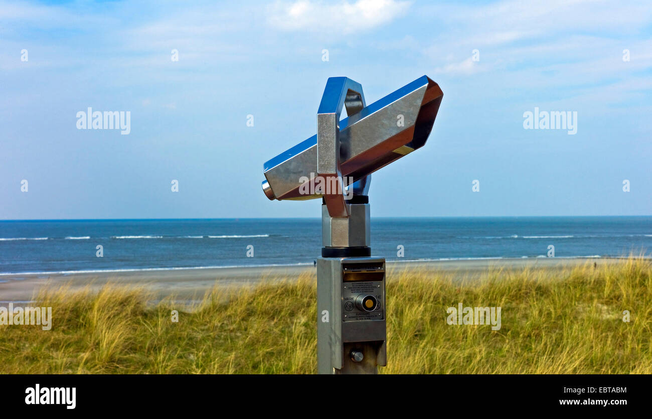 coin telescope on beach promenade, Germany, Lower Saxony, Wangerooge Stock Photo