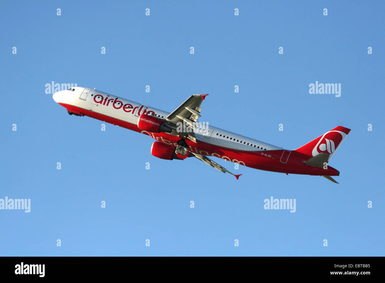 airplane ob Air Berlin after start, Germany Stock Photo