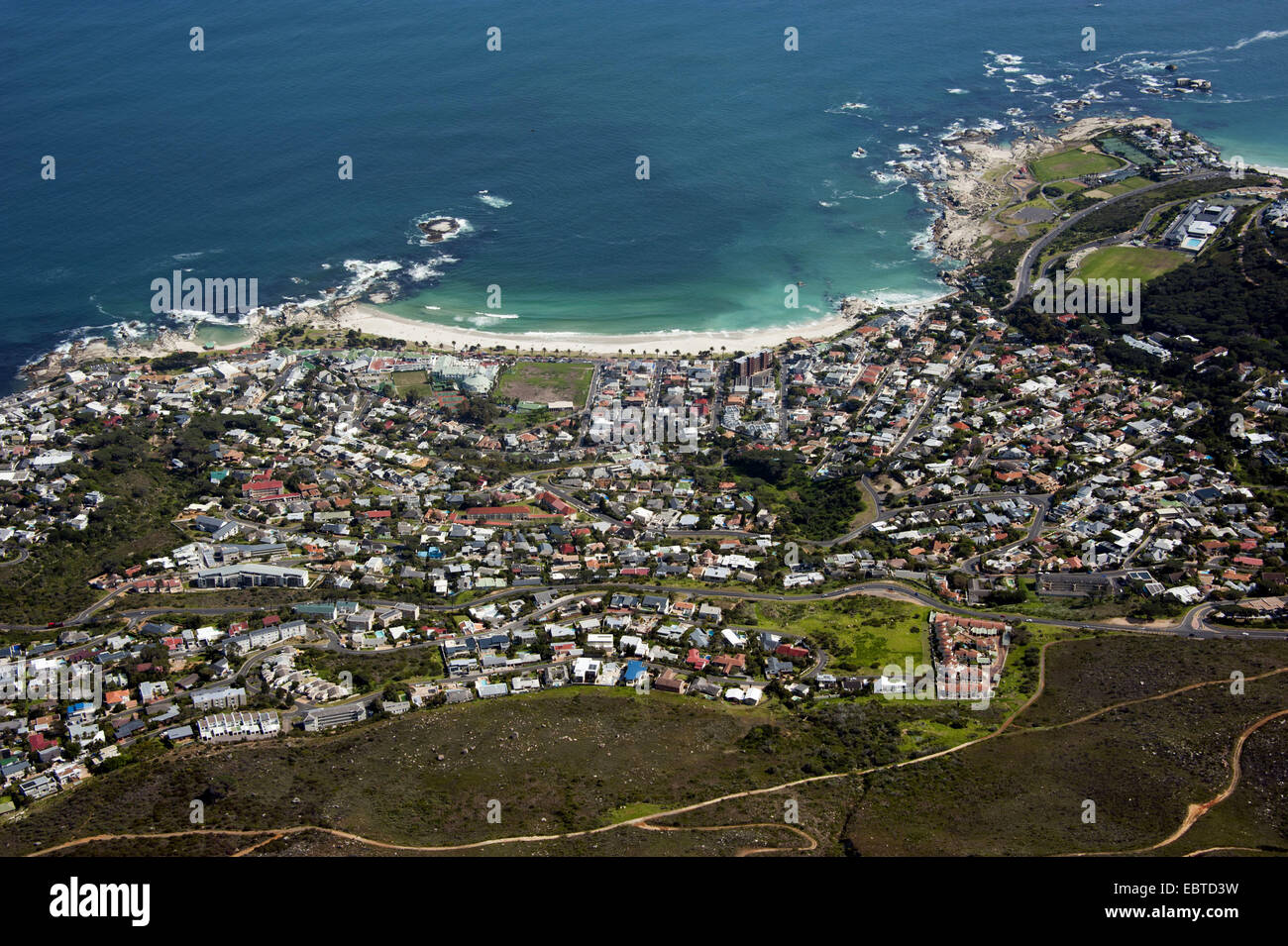 view from the Table Mountain at Camps Bay, South Africa, Western Cape, Capetown Stock Photo