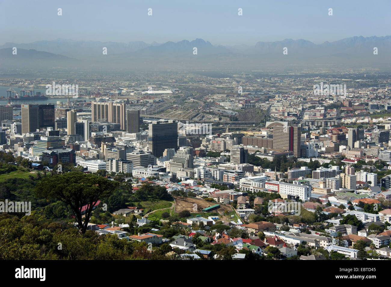 view over the sea of houses of the metropolis, South Africa, Western Cape, Capetown Stock Photo