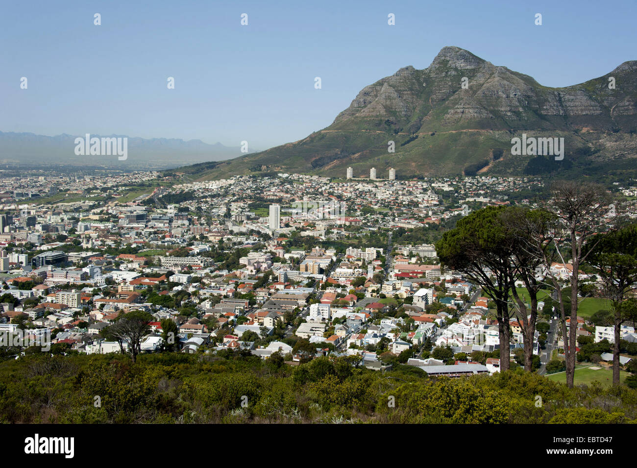 view over the sea of houses of the metropolis, South Africa, Western Cape, Capetown Stock Photo
